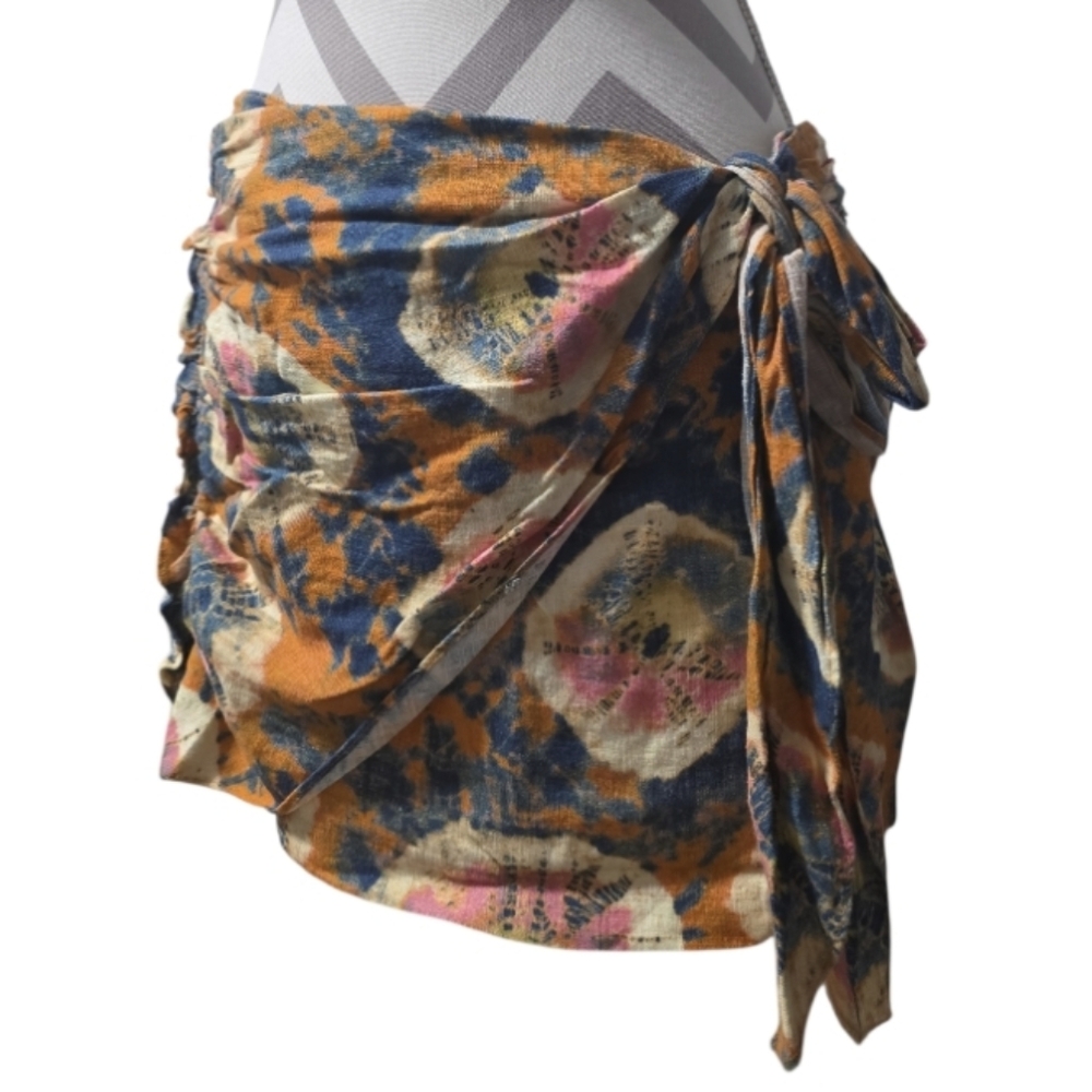 Free People Multi-color Sweet As Beach Tie Knot Mini Skirt Size 6